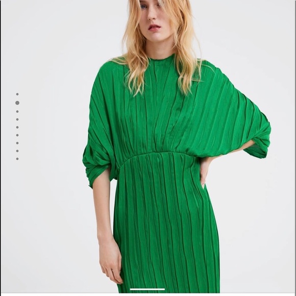 Zara Green Pleated Dress - Medium - Picture 3 of 5